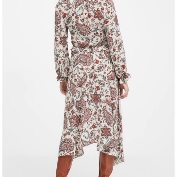 Banana Republic Paisley Print Tie Neck Dress Long Sleeve Boho Chic Midi Flowy 14 - Picture 10 of 10